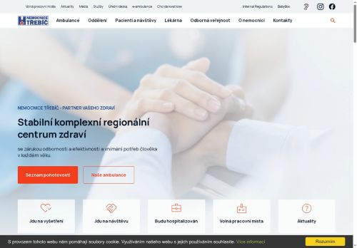 Webové stránky Nemocnice Třebíč, příspěvková organizace, Třebíč