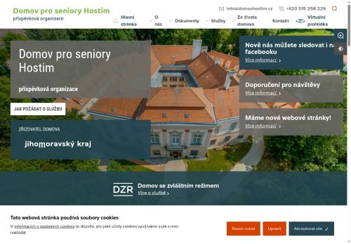 Webové stránky Domov pro seniory Hostim, příspěvková organizace, Hostim