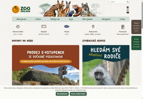 Webové stránky Zoologická zahrada Jihlava, příspěvková organizace, Jihlava
