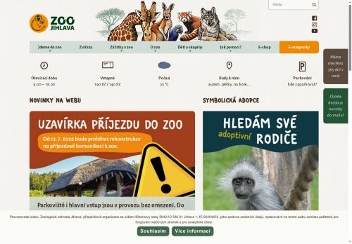 Webové stránky Zoologická zahrada Jihlava, příspěvková organizace, Jihlava