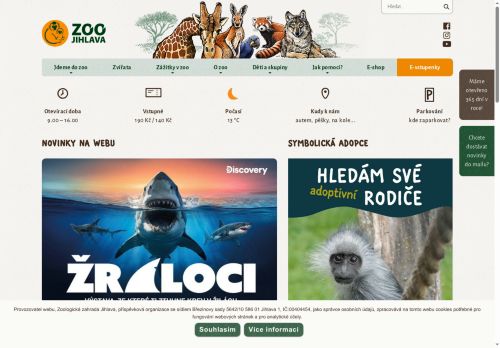Webové stránky Zoologická zahrada Jihlava, příspěvková organizace, Jihlava