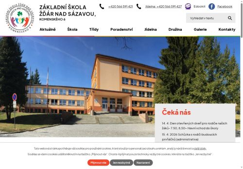 Webové stránky Základní škola Žďár nad Sázavou, Komenského 6, Žďár nad Sázavou