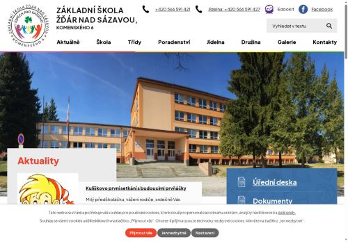 Webové stránky Základní škola Žďár nad Sázavou, Komenského 6, Žďár nad Sázavou