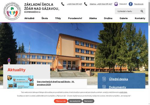 Webové stránky Základní škola Žďár nad Sázavou, Komenského 6, Žďár nad Sázavou