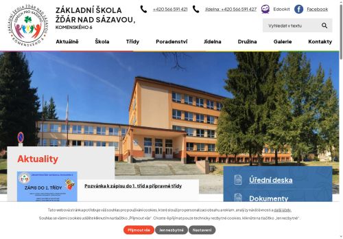 Webové stránky Základní škola Žďár nad Sázavou, Komenského 6, Žďár nad Sázavou