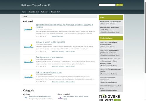 Webové stránky Městské kulturní středisko Tišnov, příspěvková organizace, Tišnov