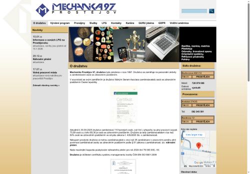 Webové stránky Mechanika Prostějov 97, družstvo, Prostějov