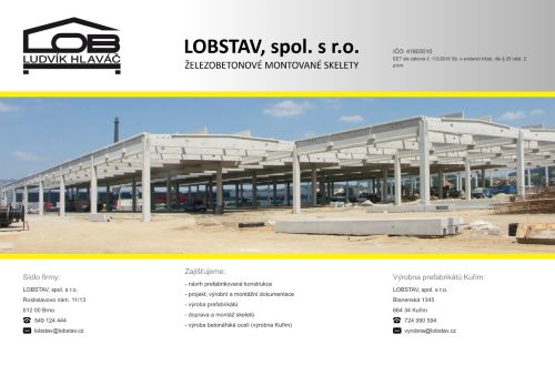 Zobrazit webové stránky LOBSTAV, spol. s r.o. - Výrobna prefabrikátů Kuřim