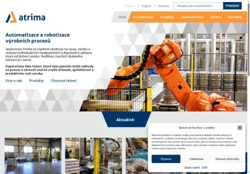 Webové stránky ATRIMA spol. s r.o., Šakvice