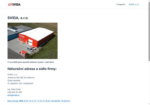 Zobrazit webové stránky SVIDA, s.r.o.