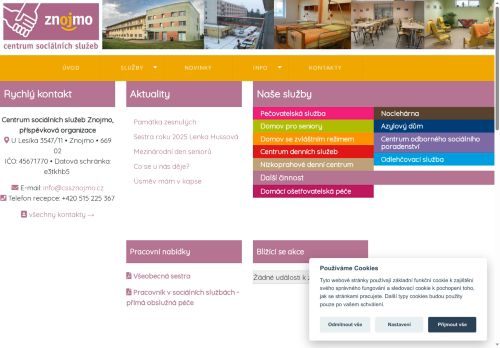 Webové stránky Centrum sociálních služeb Znojmo, příspěvková organizace, Znojmo