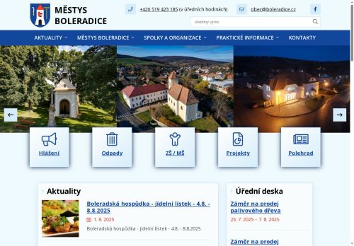 Webové stránky Základní škola a Mateřská škola Boleradice, okres Břeclav, příspěvková organizace, Boleradice
