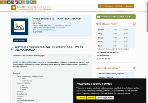Zobrazit webové stránky NOTES Bohemia s.r.o. - velkosklad Ivančice