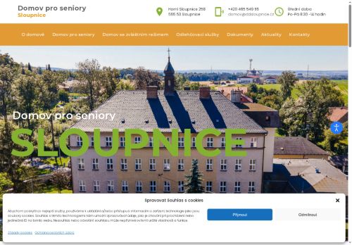 Webové stránky Domov pro seniory Sloupnice, Sloupnice