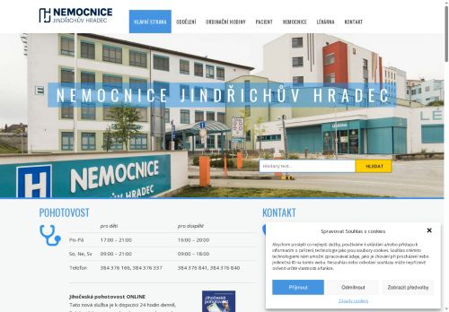 Webové stránky Nemocnice Jindřichův Hradec, a.s., Jindřichův Hradec