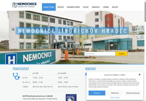 Webové stránky Nemocnice Jindřichův Hradec, a.s., Jindřichův Hradec