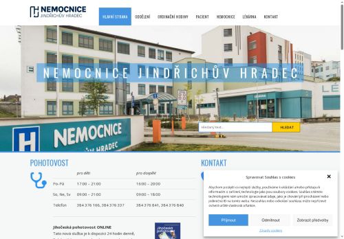 Webové stránky Nemocnice Jindřichův Hradec, a.s., Jindřichův Hradec