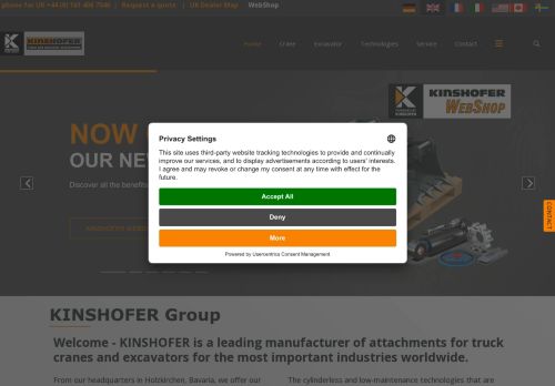 Webové stránky Kinshofer CZ s.r.o., České Velenice