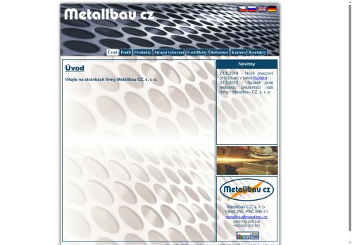 Webové stránky METALLBAU CZ, s.r.o., Vlkoš