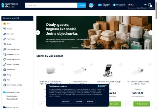 Webové stránky Papírenské zboží s.r.o., Hodonín