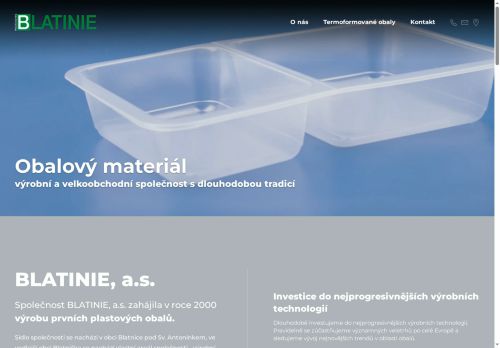 Webové stránky BLATINIE, a.s., Blatnička