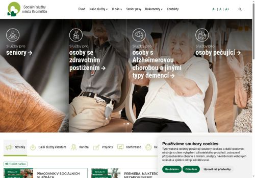 Webové stránky Sociální služby města Kroměříže, příspěvková organizace, Kroměříž