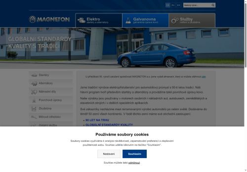 Webové stránky MAGNETON a.s., Kroměříž