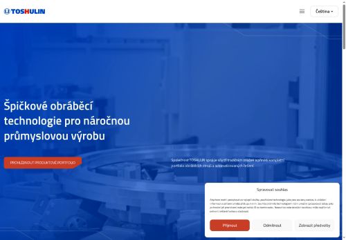 Webové stránky TOSHULIN, a.s., Kuřim
