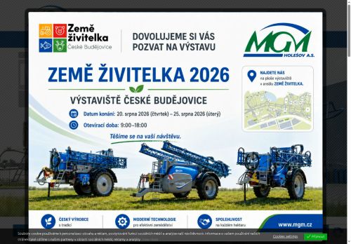 Webové stránky MGM a.s., Holešov