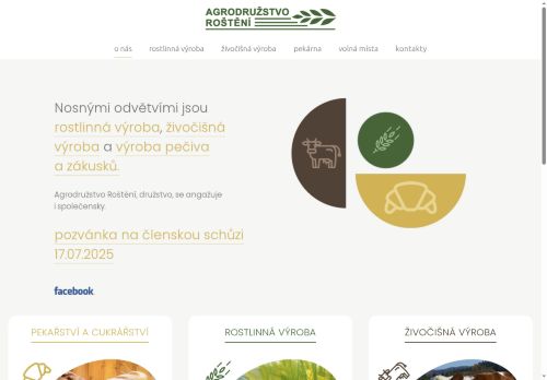 Webové stránky AGRODRUŽSTVO ROŠTĚNÍ, družstvo, Roštění