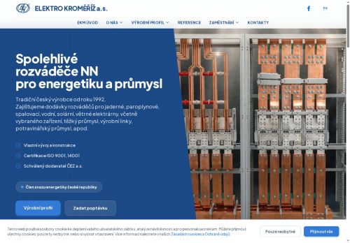 Webové stránky Elektro Kroměříž a.s., Kroměříž