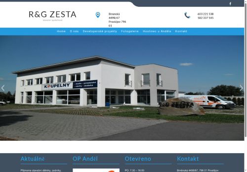 Webové stránky R & G ZESTA, spol. s r.o., Prostějov