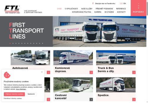 Webové stránky FTL - First Transport Lines, a.s., Prostějov