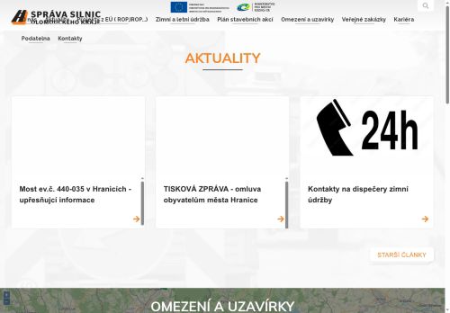 Webové stránky Správa silnic Olomouckého kraje, příspěvková organizace, Prostějov