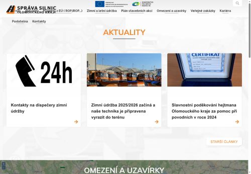 Webové stránky Správa silnic Olomouckého kraje, příspěvková organizace, Prostějov