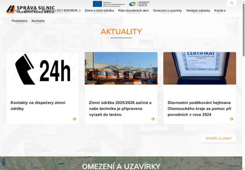 Webové stránky Správa silnic Olomouckého kraje, příspěvková organizace, Prostějov