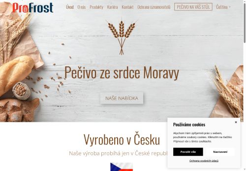 Webové stránky PROFROST a.s., Prostějov