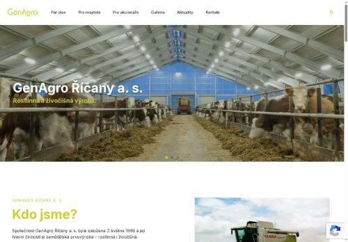 Webové stránky GenAgro Říčany, a.s., Říčany