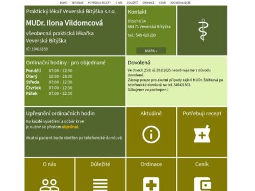 Praktický lékař - MUDr. Ilona Vildomcová