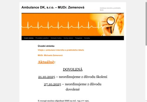 Zobrazit webové stránky Interní ambulance a praktický lékař pro dospělé Ambulance DK, s.r.o. - MUDr. Michaela Zemenová