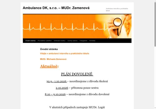Zobrazit webové stránky Interní ambulance a praktický lékař pro dospělé Ambulance DK, s.r.o. - MUDr. Michaela Zemenová