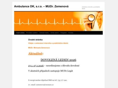 Interní ambulance a praktický lékař pro dospělé Ambulance DK, s.r.o. - MUDr. Michaela Zemenová