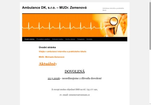 Zobrazit webové stránky Interní ambulance a praktický lékař pro dospělé Ambulance DK, s.r.o. - MUDr. Michaela Zemenová