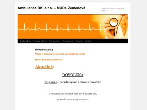 Interní ambulance a praktický lékař pro dospělé Ambulance DK, s.r.o. - MUDr. Michaela Zemenová