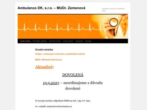 Interní ambulance a praktický lékař pro dospělé Ambulance DK, s.r.o. - MUDr. Michaela Zemenová