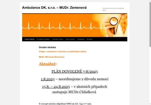 Zobrazit webové stránky Interní ambulance a praktický lékař pro dospělé Ambulance DK, s.r.o. - MUDr. Michaela Zemenová