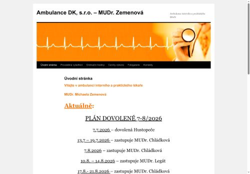 Zobrazit webové stránky Interní ambulance a praktický lékař pro dospělé Ambulance DK, s.r.o. - MUDr. Michaela Zemenová