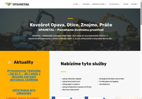OPAMETAL s.r.o. nabízí práci na pozici Řidič, strojník   m/ž v obci Znojmo