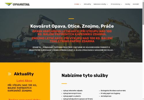 OPAMETAL s.r.o. nabízí práci na pozici Řidič, strojník m/ž v obci Znojmo