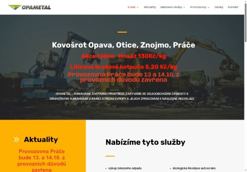 OPAMETAL s.r.o. nabízí práci na pozici Řidič, strojník m/ž v obci Znojmo